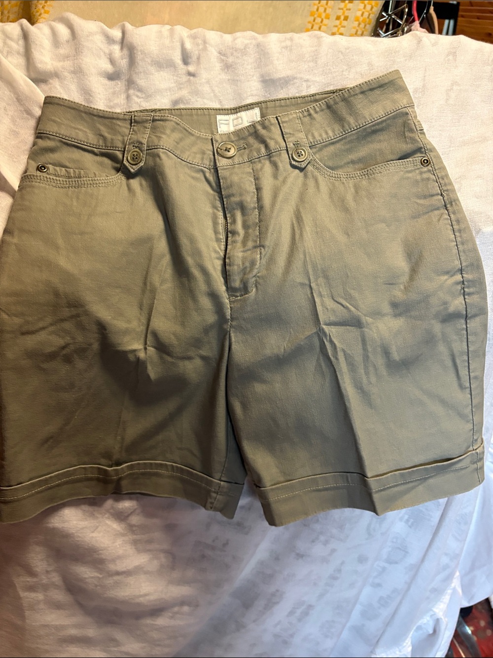 French Connection Olive Green Bermuda Shorts size 6 but 15”waist